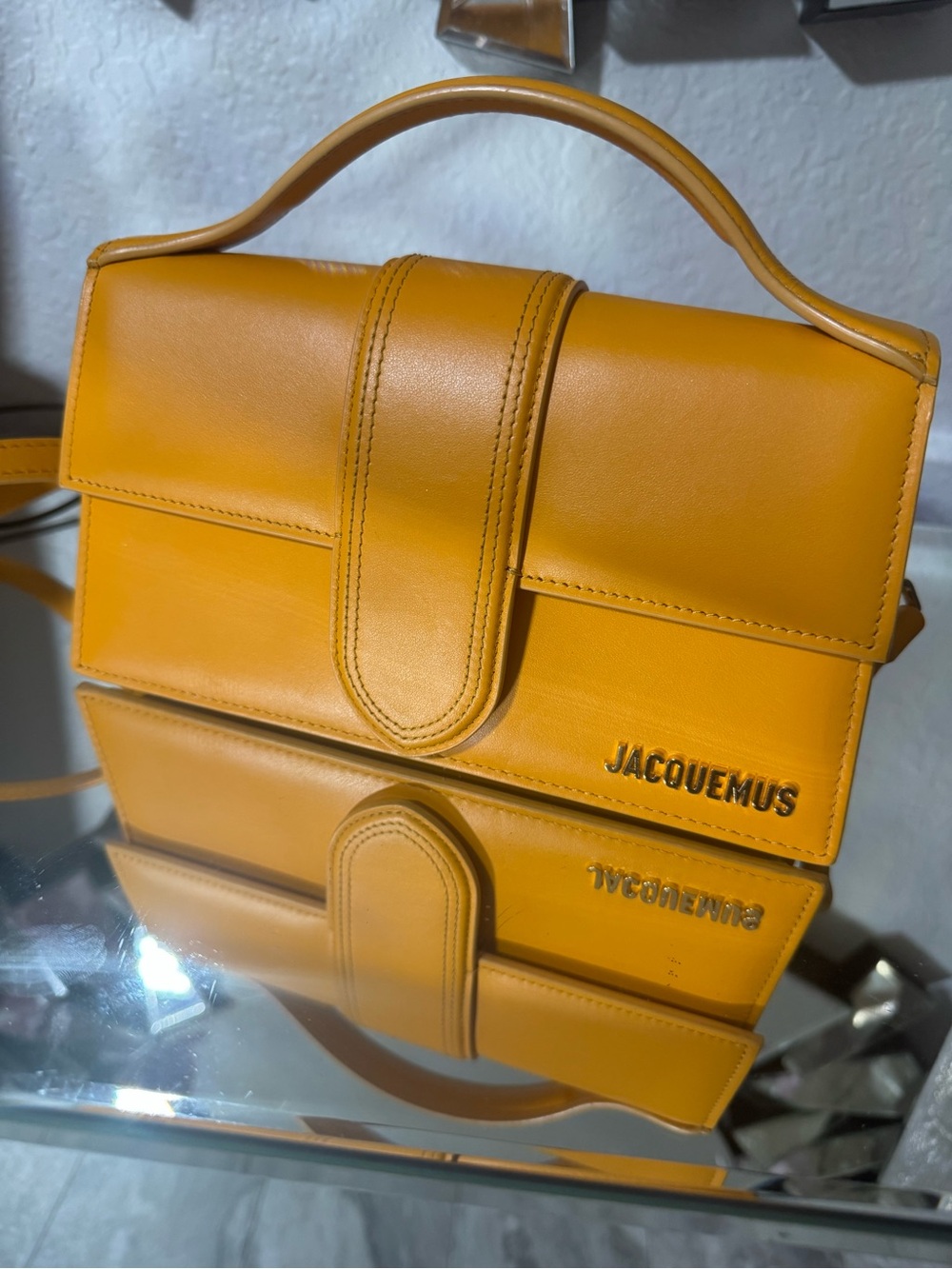Jacquemus mustard leather mini top-handle bag
